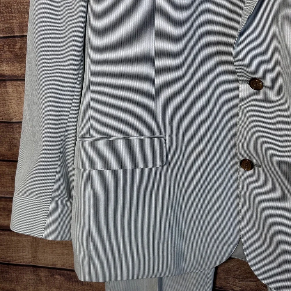 Lauren Ralph Lauren Mens 46R Trim Fit Micro Pinstripe Suit Gray White 36x32